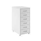 Seitlicher Aktenschrank mit Schubladen – robuster gerollter Stahl, 41 x 28 x 69 cm, modernes weißes Design für Büro oder Zuhause, zum effizienten Aufbewahren von Akten und Dokumenten