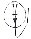 ARBO-INOX Martingal mit zweifarbiger Kordel Schwarz Hilfszügel aus Leder (SHETTY)