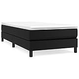 Eleganz Boxspringbett mit Matratze 90x200 cm - Modernes Kunstleder in Schwarz - Luxus Schlafsystem für Wohn- und Schlafzimmer - Bequem & Langlebig