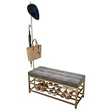 Schuhregal Schuhregal, Schuhbank, Schuhregal mit Gitterablage, Lange Aufbewahrungsbank mit gepolstertem Kissen, Metall-Schuhorganizer mit Garderobe, Eingangsbereich, Wohnzimmer, Flur, Loung
