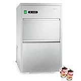 Klarstein Powericer XXL - Profi Eiswürfelmaschine, Eiswürfelbereiter, Ice Maker, 25 kg / 24 h,160 W, 6 kg Lagerfach, LED, geschmacksneutrale Auskleidung, sehr leise, Edelstahl, silber