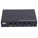 4K HDMI Multiviewer Switch 4x2, Switcher 4 in 2 Out Seamless 6 Anzeigemodi Multi Viewer Switcher 4K@30Hz Video mit Fernbedienung für PC Laptop (EU)