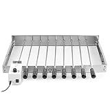 BBQ-Toro elektrischer Spießdreher | Edelstahl Drehspieß Aufsatz mit 9 Spießen und Motor | Größenverstellbar 56 x 26-40 cm | Netzstecker und USB | Mangal Schaschlik | Grillspieß Drehspieß Rotisserie