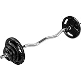 MOVIT SZ Curlset PRO, Curlstange mit gummierten Gusseisen Hantelscheiben, 26 kg, 35 kg, 65,5 kg, schadstoffgeprüft, verchromt & gerändelt, SZ-Stange, Hantelstange, Hantelset, 26 kg Federverschluss