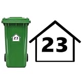 4-Teiliges Set Personalisierte Mülltonnenaufkleber,Wetterfest Aufkleber mülltonne mit Hausnummer und Straßenname,Personalisierte Mülltonnen Aufkleber für Wheelie Bins 140 x 150 mm/150x190mm
