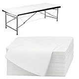 CAAGGMM Einweg Bettlaken, 100 Stück 80 x 180cm Vliesbettlaken, Einweg Massageliege Bezug Bettwäsche, Einmal Massage Auflage, für Schönheitssalon SPA Krankenhausbetten Hotels, Weiß