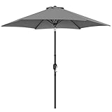 Yaheetech Sonnenschirm 269 cm Rund Gartenschirm mit Kurbel UV Schutz Terrassenschirm Neigbar Kippbar Kurbelschirm UPF 50+ für Balkon/Terrasse/Markt/Garten, ohne Ständer, Grau