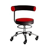 Sanus® Gesundheitsstuhl Erzieherstuhl mit Fester Lehne, Sitzhöhe Standard (42-51 cm), Stoffbezug, rot/schwarz, Rollen mit Rollstopp (Rollen nur mit Belastung), Ergonomischer Bürostuhl, Erzieherstuhl