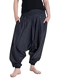 Vishes - Alternative Bekleidung - Lange Unisex Baumwoll Haremshose Schlupfhose Einfarbig Einheitsgröße 34-46 Schwarz