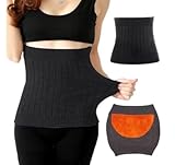Risipu Damen Kaschmir Winter Nierenwärmer elastische Taille und Bauch Unterstützung Wärmegürtel für Rücken Lendenwirbelsäule und Menstruationsschmerzen Relief (Schwarz mit Fleece, Einheitsgröße)