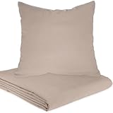 Bettlaken Set mit Kissenbezug Graubraun (1x 120 x 200 cm Betttuch / 1x 80 x 80 cm Kisssenhülle) Glatte Bettücher ohne Gummizug Laken Haustuch Leintuch
