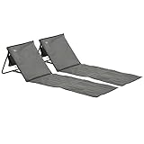 Outsunny 2er-Set Strandmatte, faltbar Strandliege mit Tragetasche, Liegestuhl mit verstellbare Rückenlehne, Sonnenliege bis 110 kg belastbar, für Garten Urlaub Outdoor Strand Pool, Grau