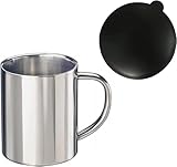 Laser Tattoo - Edelstahlbecher Campingtasse Reisebecher 0,3l doppelwandig Thermo Becher (Mit Deckel) (1er Glänzend)