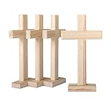 4 Stück Holzkreuz unlackierte Holzkreuze Tischkreuz zum Basteln 11,4 x 21,6 cm
