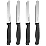 targzier Frühstücksmesser 4 Stück,Hochwertiges Brötchenmesser Set,Scharfe Messer mit Wellenschliff,Edelstahl Schneidemesser,Kunststoffgriff Tomatenmesser,Schwarzes Messerset