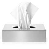 com-four® Kosmetiktücherbox aus Edelstahl - Taschentuchbox zur Wandmontage geeignet - Hochwertiger Handtuchspender (Silberfarben - 001 Stück)