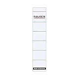Original Falken 10er Pack Ordner-Rückenschild. Made in Germany. Etiketten 30 x 190 mm zum Einstecken für 5 cm schmale Ordner weiß