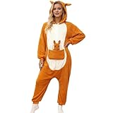 bambi kostüm damen, Jumpsuit Damen Tiere Cosplay Schlafanzug Warmer Kuschelig Schlafoverall Fleece Hausanzug Lang Erwachsener Einteiler Onesie Für Karneval Fasching Motto Party