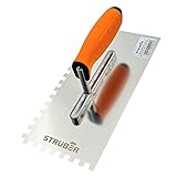 STRÜBER Zahnkelle 8mm (270 x 130 mm/Zahnung 8x8mm) - Profi Zahnglättekelle aus rostfreiem Edelstahl - Premium Glättekelle mit Softgriff - Zahnspachtel zum Verlegen von Fliesen - Made in EU