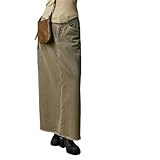 YLCYDLYU Rock Lang Damen Damen Cowboy Halbrock Lässig Hohe Taille Raw Edge Cowboy Rock Halblanger Rock-E-XL