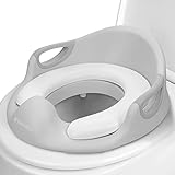 Navaris Kinder Toilettensitz WC Aufsatz - 12 Monate bis 7 Jahre - Baby Sitz Anti-Rutsch Polster Kloaufsatz - Griff und Spritzschutz - Toilettentrainer grau