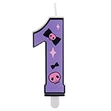 Lila Geburtstagskerzen, Süße Lila Happy Birthday-Kerzen Cartoon-Totenkopf-Motiv Cartoon-Geburtstagskerzen Geburtstagszahlenkerzen Perfekte Kuchendekorationen und Geschenke(Nummer 1)