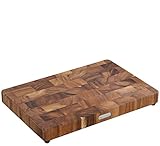 Zassenhaus Hackblock | 45cm x 30cm x 4,5cm | Nachhaltiges Akazienholz-Stirnholz | Dunkelbraun | Küchenbrett Holz | Massives Schneidebrett zum Hacken und Schneiden von Obst, Gemüse, Fleisch und mehr