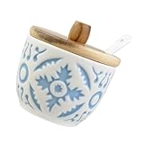 TOPBATHY 1Stück Gewürzglas mit Holzdeckel Multifunktionale Küchenkeramik Aufbewahrungsbox für Gewürze Staubdicht und Feuchtigkeitsgeschützt für Gastronomie