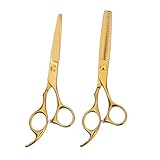 SHERCHPRY 2er-set Edelstahlschere Haarschere Haarschneidwerkzeug Friseurschere Für Salon Friseurbedarf Professionelle Haarschneideschere Haarschneider Golden Rostfreier Stahl