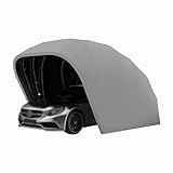 GCZQYAM Grauer Carport aus Edelstahl, wetterfest, Autounterstand, Autogarage, Autoschuppen, Autohaus, Parkplatz, faltbar, einziehbar, langlebiger Unterstand