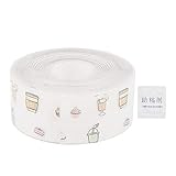 PVC-Dichtungsband, selbstklebend, langlebig, lückenlos, Streifen für Küche, Badezimmer, transparent, Kaffee, Dessert, Willkommen im Herbst, 3,8 cm x 3,2 m (Transparentes Kaffeedessert)