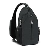 Lidxfeo Schultertasche mit Kopfhörerloch, Wasserdichter Brusttasche Chest Herren, Mehrere Taschen Sling Rucksack, Anti-Diebstahl Multipurpose Crossbody Bag, für Wandern, Reisen, Klettern Usw