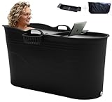 Hello Bath Mobile Badewanne, Ideal für das kleines Badezimmer, 125x52x65cm, Stylisch und Stimmungsvoll (Schwarz) aus Polypropylen