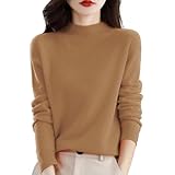 Damen Pullover Herbst Oversize,Kaschmirwolle Strickpullover Damen Baumwoll Basic Langarmshirt Sweater Warm Winterpullover Rundhals Leicht Gestrickte Pulli Dünn Herbst Einfarbig Langarm-Pullover