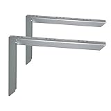 Element System 18133-00162 Wandkonsole Heavy – belastbare Metall-Konsole optimal geeignet für das Lagern hoher Gewichte, für Wandregale, Weißaluminium, 200 x 300 mm, 2 Stück
