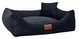 Leo4dog Hundebett Cord Waschbar Bezug Für kleine mittelgroße und große Hunde Hundekissen Hundesofa Hundekorb (Schwarz, L 100x80)