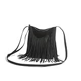 GMGQJST Fransentasche Quasten-Umhängetasche, Vintage-Umhängetasche, lässige Quasten-Umhängetasche(Black)