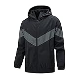 NITRY LangarmJacke Casual Gutaussehend Mode Übergangsjacke Herren Urlaub Camping Sport Outdoorjacke Leichte Persönlichkeit Trend HoodieJacke A-Black 4XL