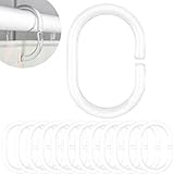 Duschvorhang Ringe, 12 Stück, in Transparent, 4,6 x 2,9 cm Innendurchmesser, für Duschvorhangstangen, klare Duschringe, durchsichtige Ringe für Duschvorhang, glasklar Duschvorhangringe, Duschhaken