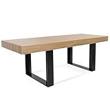 IDMarket - Esstisch, rechteckig, Phoenix, 8 Personen, Holz und Schwarz, 200 cm