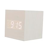 GRIRIW 1 Stück Elektronischer Wecker Digitaluhr Großes Display Anzeige Wecker Laut Lauter Wecker Aufwachen Uhren Für Wecker Am Bett Led-Uhr Aus Holz USB-wecker PVC-furnier Weiß