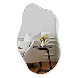 Muzilife Asymmetrischer Rahmenloser Spiegel zum Aufhängen, Unregelmäßiger Großer Wandspiegel mit MDF-Rückwand 50 x 85cm, Dekorativer Ganzkörperspiegel für Wand Wohnzimmer Bad Flur Eingang, Deko