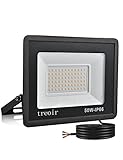 treoir LED Strahler Außen 50W, LED Fluter 5000LM Superhell LED Scheiwerfer Flutlicht, 6000K Kaltweiß IP66 Wasserfest LED Außenstrahler für Hinterhof, Auffahrt, Garage, Flur, Garten