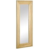 HOMCOM Wandspiegel Hängespiegel 150 x 60cm Wohnzimmerspiegel Garderobenspiegel mit Holzrahmen Ganzkörperspiegel Flurspiegel für Schlafzimmer Elegant MDF Tannenholz Natur