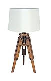 linoows Tripod Tischlampe, Hockerleuchte, Dreibein Lampe, Stehleuchte, Heller Schirm
