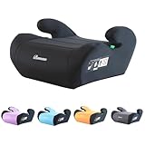 Bemesu Kindersitzerhöhung,Auto-Booster-Pad,ECE R 129 Dreipunkt-Sicherheitsgurt,Leicht zu tragen,125-150 cm,6-10 Jahre alt,Schwarz