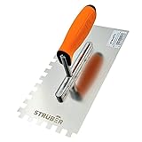 STRÜBER Zahnkelle 10mm (270 x 130 mm/Zahnung 10x10mm) - Profi Zahnglättekelle aus rostfreiem Edelstahl - Premium Glättekelle mit Softgriff - Zahnspachtel zum Verlegen von Fliesen - Made in EU