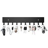 GTK Schlüsselhalter für Wand, Schlüsselhaken mit 10 Haken, Wandmontage, Schlüsselhalter für Flur, selbstklebende Schlüsselablage (Schwarz)