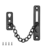 Door Chain Lock Türkette Sicherheitsschloss Edelstahl Türkettenschloss mit Anti-Diebstahl-Taste für Hotel, Familie, Innentüren, Fenster (Schwarz)