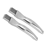 Mobestech 3 Sätze Für Schalotten Aus Frühlingszwiebelschneider Cutter Scheiben Küchenhobel Schalottenschneider Küchenschneider Kochschneider Rostfreier Stahl Silber 2 Stück * 3